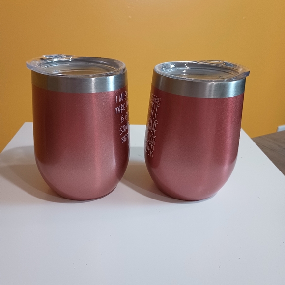 Set of Two Rose Gold Inspirational Stainless Steel Wine Tumblers - Picture 4 of 11
